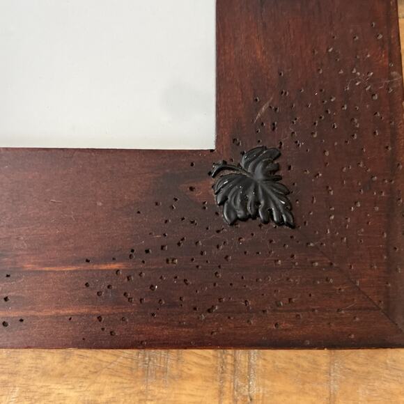 Woodland Home Picture Frame 4 x 6" Dark Wood With Leaves Rustic Log Cottage - Picture 3 of 8